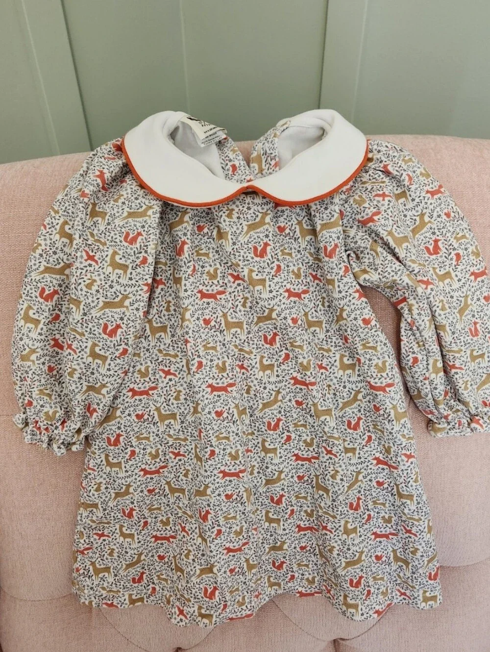 The Oaks Apparel 3t Fall Winter Long Sleeve Dress Fox Woodland Smocked Brand